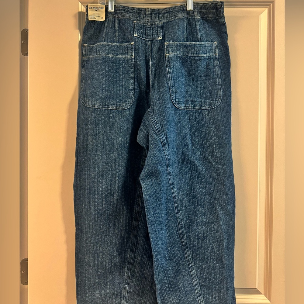 Free People midnight voyage sashiko Blue Wide-Leg harem Jeans - Picture 5 of 7